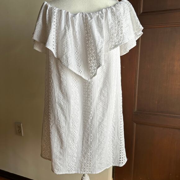 Amanda Uprichard Off Shoulder White Eyelet MiniDress - Sz. S - Picture 4 of 5